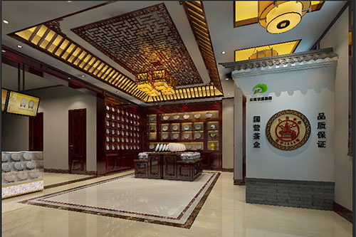 巴中古朴典雅的中式茶叶店大堂设计效果图